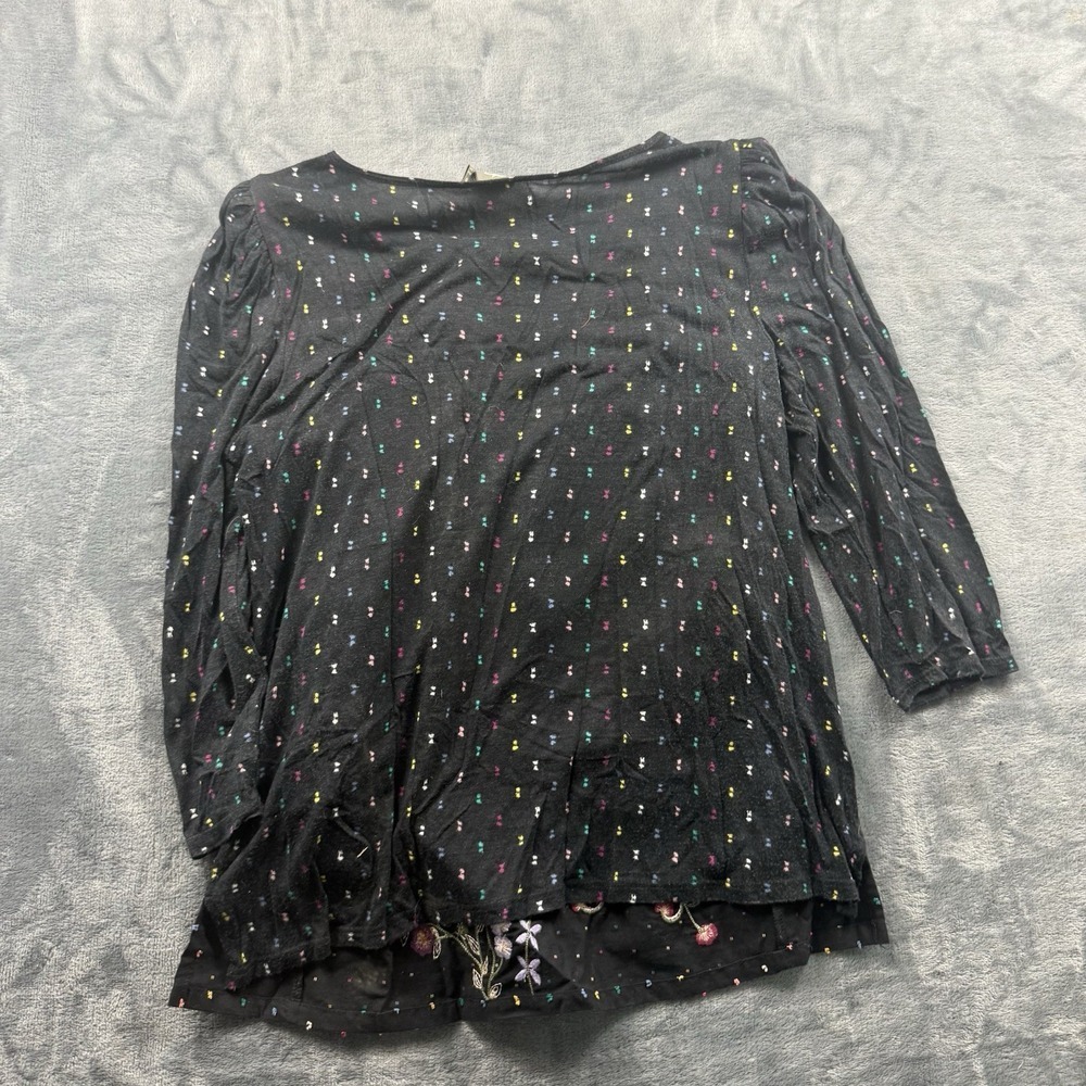 Anthropologie One September Tunic Top Shirt Size Small Embroidered Floral Boho - Picture 7 of 7